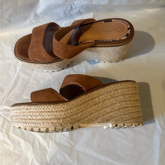 SAM EDELMAN Luca  Leather Wedge Platform Jute Sandals Womens Size 9.5 - Picture 9 of 9